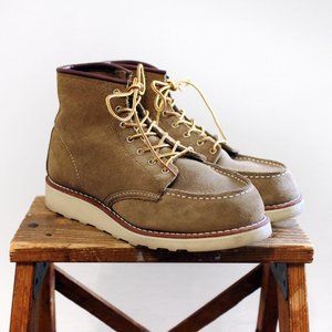 Red Wing Heritage Moc Toe 6 inch Short Boots Suede Olive Mojave W's 7.5 B